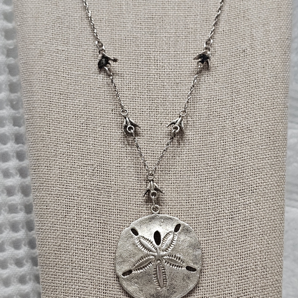 Vintage Sterling Silver Sand Dollar with Doves Necklace J&C FERRARA  RARE - Picture 5 of 12